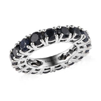 Australian Black Sapphire Eternity Band Ring in Platinum Over Sterling Silver 7.40 ctw