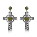 Connemara Marble Ireland Celtic Knot Cross Earrings in Platinum Over Sterling Silver 4.75 ctw - Sticky add to cart bar