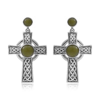 Connemara Marble Ireland Celtic Knot Cross Earrings in Platinum Over Sterling Silver 4.75 ctw