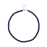 Lapis Lazuli Beaded Necklace 20 Inches in Stainless Steel 225.00 ctw