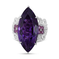 Doorbuster Lusaka Amethyst, Orissa Rhodolite Garnet Ring in Platinum Over Sterling Silver (Size 10.0) (8.40 g) 12.15 ctw