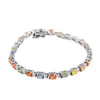 Doorbuster Multi Sapphire and Natural White Zircon Bracelet in Platinum Over Sterling Silver (6.50 In) 8.50 Grams 7.35 ctw