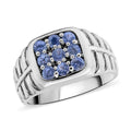 Doorbuster Ceylon Sapphire Men's Ring in Platinum Over Sterling Silver 7.25 Grams 0.90 ctw - Sticky add to cart bar