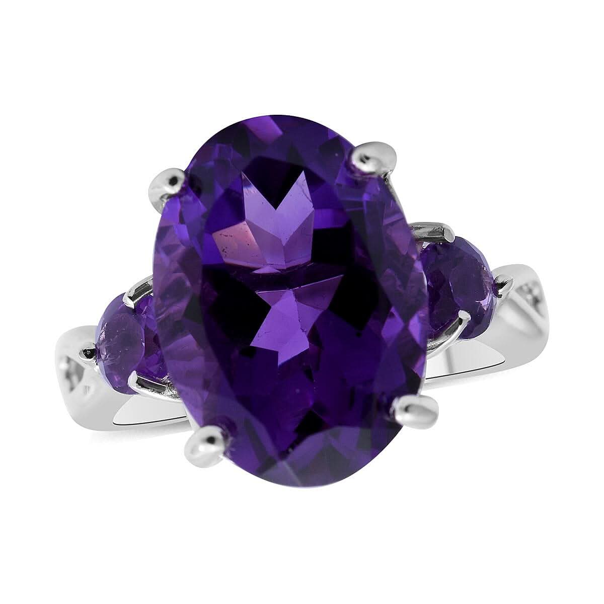 Doorbuster Amethyst Ring in Platinum Over Sterling Silver (Size 10.0) 5.00 ctw