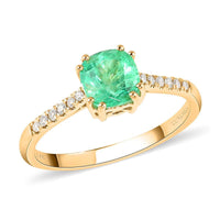 Certified & Appraised LUXORO 14K YG Boyaca Colombian Emerald and G-H I2 Diamond Ring 1.10 ctw