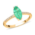Certified Luxoro 14K Yellow Gold AAA Boyaca Colombian Emerald and G-H I2 Diamond Ring 1.20 ctw - Sticky add to cart bar