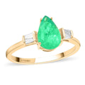 Certified & Appraised LUXORO 14K Yellow Gold AAA Boyaca Colombian Emerald and G-H I2 Diamond Ring 1.50 ctw - Sticky add to cart bar