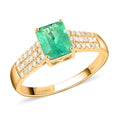 Certified LUXORO 14K Yellow Gold AAA Boyaca Colombian Emerald and G-H I2 Diamond Ring 3.28 Grams 1.65 ctw - Sticky add to cart bar
