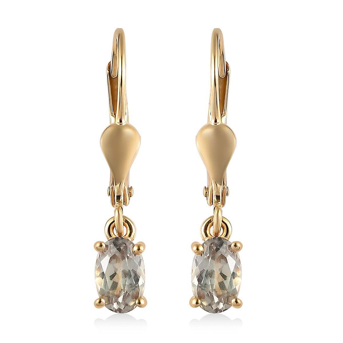 Turkizite Solitaire Lever Back Earrings in Vermeil YG Over Sterling Silver 1.00 ctw