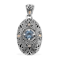 Bali Legacy Sky Blue Topaz and Diamond Pendant in 18K Yellow Gold and Sterling Silver 3.50 ctw