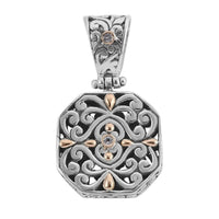 Bali Legacy White Topaz Floral Pendant in 18K Yellow Gold and Sterling Silver 0.06 ctw