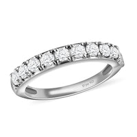 Moissanite Half Eternity Band Ring in Platinum Over Sterling Silver (Size 10.0) 0.90 ctw