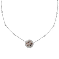 14K White and Rose Gold Natural Pink and White Diamond Necklace 18 Inches 4.60 Grams 0.90 ctw