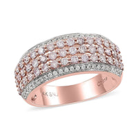 14K White and Rose Gold Natural Pink and White Diamond Band Ring (Size 6.0) 5.50 Grams 1.00 ctw