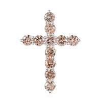 Simulated Champagne Diamond Cross Pendant in Sterling Silver 5.20 ctw