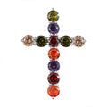 Simulated Multi Color Diamond 4.65 ctw Cross Pendant in Sterling Silver - Sticky add to cart bar