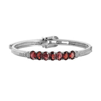 Doorbuster Mozambique Garnet Bangle Bracelet in Stainless Steel (6.50 In) 6.25 ctw