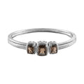 Brazilian Smoky Quartz 5.75 ctw Trilogy Bangle Bracelet in Stainless Steel (6.50 In) - Sticky add to cart bar