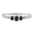 Thai Black Spinel Bangle Bracelet in Stainless Steel (7.25 In) 8.15 ctw , Tarnish-Free, Waterproof, Sweat Proof Jewelry - Sticky add to cart bar