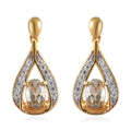 AAA Turkizite and Natural White Zircon Dangling Earrings in Vermeil Yellow Gold Over Sterling Silver 1.25 ctw - Sticky add to cart bar