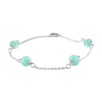 Betroka Blue Apatite Station Bracelet in Rhodium Over Sterling Silver (7.50-9.0In) 18.50 ctw