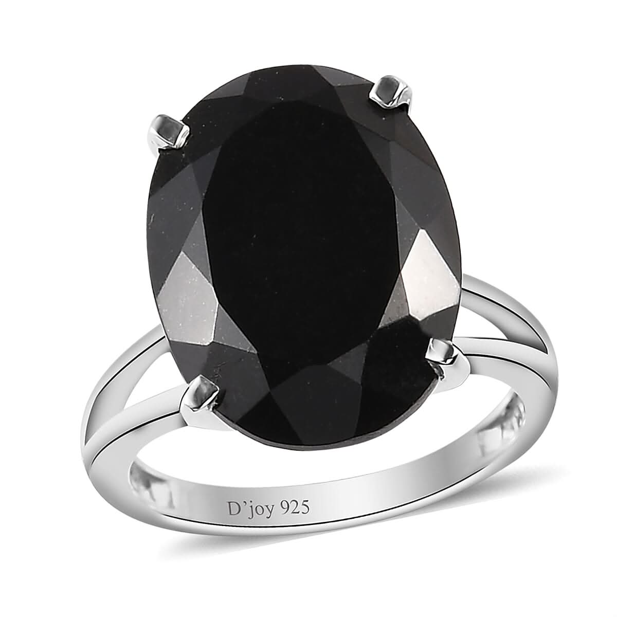 Australian Black Tourmaline Solitaire Ring in Platinum Over Sterling Silver 10.60 ctw