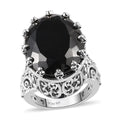 Australian Black Tourmaline Solitaire Ring in Platinum Over Sterling Silver 7.80 Grams 20.50 ctw - Sticky add to cart bar