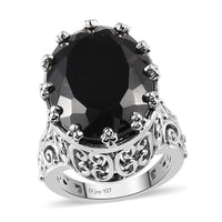 Australian Black Tourmaline Solitaire Ring in Platinum Over Sterling Silver 7.80 Grams 20.50 ctw