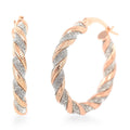 14K RG Over Sterling Silver Twisted Stardust Hoop Earrings (3.30 g) - Sticky add to cart bar