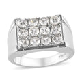 Lab Created White Sapphire Men's Ring in Stainless Steel 2.00 ctw - Sticky add to cart bar