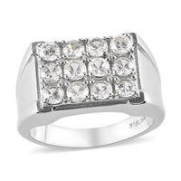 Lab Created White Sapphire Men's Ring in Stainless Steel 2.00 ctw