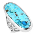 Freshened Turquoise Filigree Floral Statement Ring in Platinum Over Sterling Silver 22.15 ctw - Sticky add to cart bar