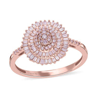 Natural Pink Diamond Classic Cluster Ring in Vermeil Rose Gold Over Sterling Silver