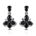 Australian Midnight Sapphire Dangling Earrings in Platinum Over Sterling Silver 8.50 ctw - Sticky add to cart bar