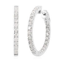 10K White Gold Diamond Hoop Earrings 5.80 Grams 2.00 ctw
