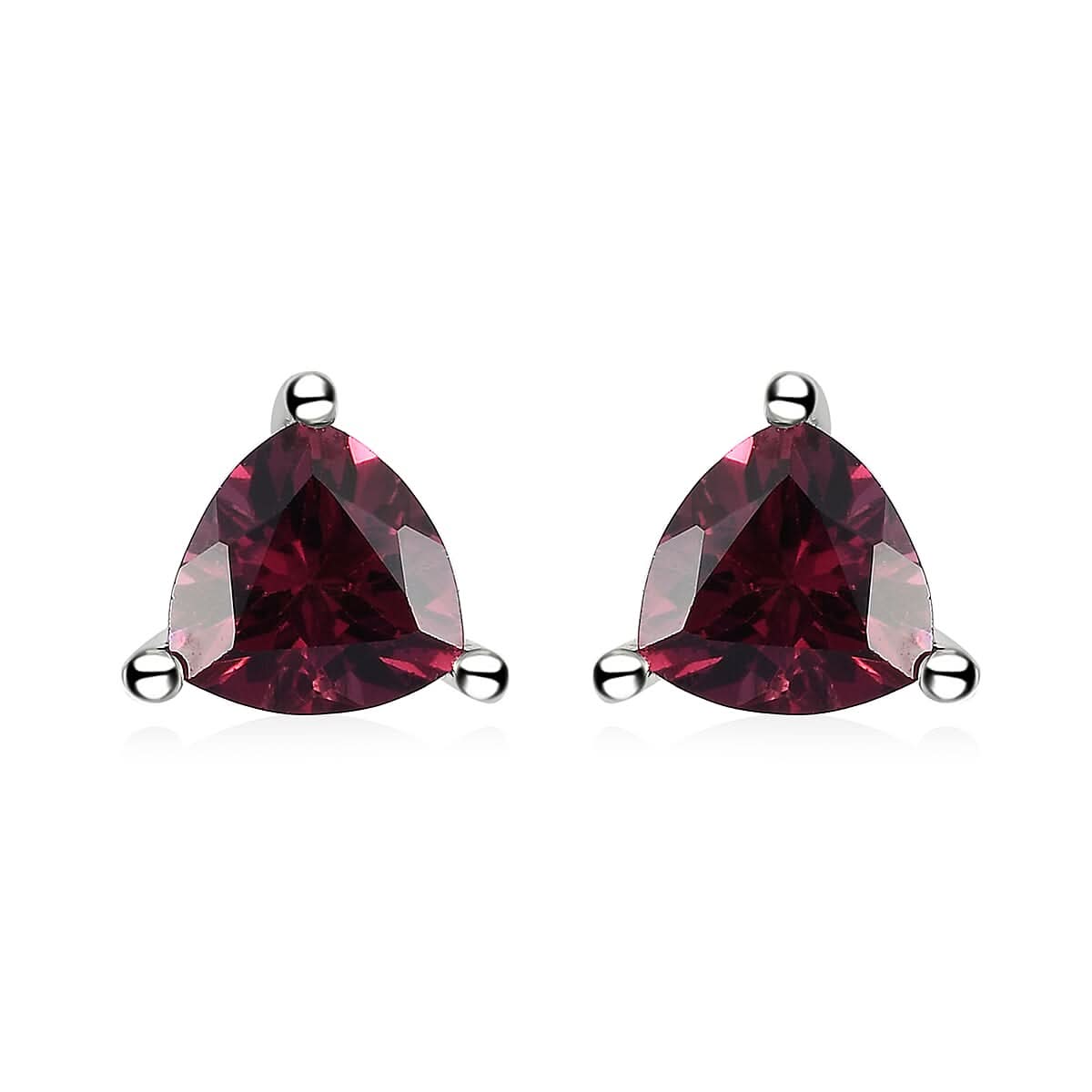 Tanzanian Wine Garnet Stud Earrings in Platinum Over Sterling Silver 1.90 ctw