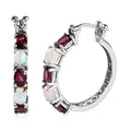 Tanzanian Wine Garnet and Ethiopian Welo Opal Hoop Earrings in Platinum Over Sterling Silver 4.80 ctw - Sticky add to cart bar