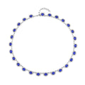 Simulated Blue Sapphire and White Austrian Crystal Necklace 20-22 Inches in Silvertone - Sticky add to cart bar