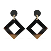 Black Ox Bone Earrings in Goldtone