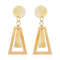 Ox Bone Dangle Earrings in Goldtone