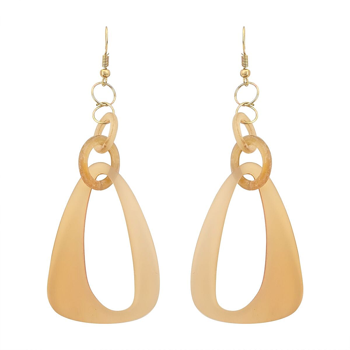 Ox Bone Dangle Earrings in Goldtone