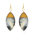 Ox Bone Marquise Shape Earrings in Goldtone - Sticky add to cart bar
