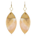 Ox Bone Marquise Shape Dangle Earrings in Goldtone - Sticky add to cart bar