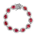 Lab Created Padparadscha Sapphire and Natural White Zircon Bracelet in Platinum Over Sterling Silver (7.25 In) 15.90 Grams 26.40 ctw - Sticky add to cart bar