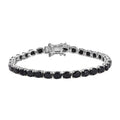 Australian Black Sapphire Tennis Bracelet in Platinum Over Sterling Silver (6.50 In) 7.75 Grams 16.00 ctw - Sticky add to cart bar