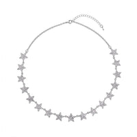 Austrian Crystal Star Necklace 20-22 Inches in Silvertone