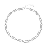 Austrian Crystal Paper Clip Necklace (20-22 Inches) in Silvertone