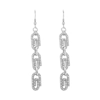 Austrian Crystal Paper Clip Dangle Earrings in Silvertone & Stainless Steel