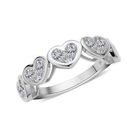 Moissanite Heart Shape Band Ring in Rhodium Over Sterling Silver (Size 10.0) 1.85 ctw