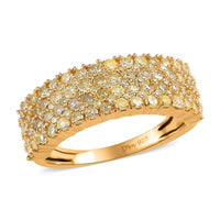 Doorbuster Natural Yellow Diamond Cluster Ring in Vermeil Yellow Gold Over Sterling Silver 1.00 ctw